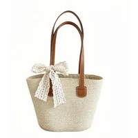 Zaewry Strandtasche Stroh-Strandtasche, geräumige Strohtasche, Strand-Schultertasche, Strohtasche mit Henkel