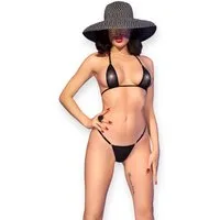 Chilirose Set: Bügel-BH Reizwäsche-Set Micro-Bikini in schwarz (Set)