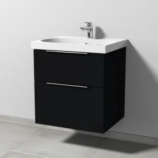 Sanipa 3way Waschtischunterbau zu Geberit Acanto Waschtisch mit 2 Auszügen, Schwarz-Matt UF41508