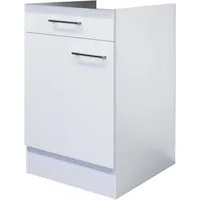 Flex-Well Unterschrank Küchenunterschrank ohne Arbeitsplatte - 50 cm breit - Weiß – Nawa