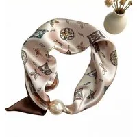 Bwecuy Modetuch Perlen Schal mit Magnetverschluss,Satin Seidenschal
