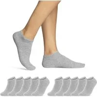 sockenkauf24 Sneakersocken 10, 20, 30 Paar Sneaker Socken Damen & Herren Schwarz Weiß Grau (Grau, 10-Paar, 35-38) Baumwolle - 16900 WP
