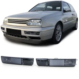 Frontblinker Blinker Klarglas + Nebelscheinwerfer in Schwarz Smoke für VW Golf 3 III / Vento ab 1991-1999