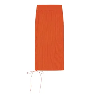 Off White - Midirock für Damen, Seitlich gebunden, Jerseyware, Schmal (Korallrot)