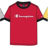 Champion T-Shirt (Baumwolle) Crew Ringer mit Logo-Schriftzug rot Kinder