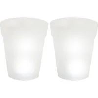 etc-shop Gartenleuchte, LED-Leuchtmittel fest verbaut, 2er Set LED Solar Leuchten Blumen Töpfe Außen Beleuchtungen