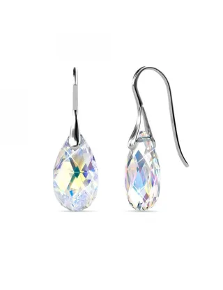 Teardrop-Haken-Ohrringe - Silber und AB-Klar