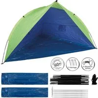 Idena Strandmuschel Idena 40000 - Strandmuschel UV Schutz 60+, ca. 2,4 x 1,25 x 1,25 m, (1 Zelt, 2 Fiberglasstangen, 2 Abspannseile, 5 Heringe, 1 Tragetasche)