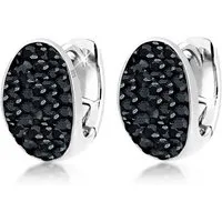 Elli Paar Creolen Creolen Schwarz 925 Silber, mit Kristallen von Swarovski®