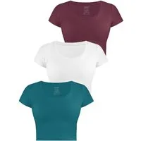 Janice Kurzarmshirt 3 x Damen crop T-Shirt Nantes Kurzes Shirt aus Baumwolle