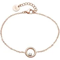 JEWLIX Edelstahlarmband Schlicht in Roségold mit rundem Schmuckelement und Zirkonia B5283-R