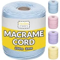 Creative Deco Makramee Garn 2-3 mm Baumwoll Polyester Baumwollkordel Baumwollschnur Nähgarn, 200,00 m, geliefert auf einer Spule