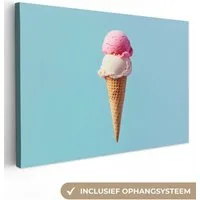 OneMillionCanvasses® Leinwandbild Schaufel Eiscreme - Kegel - Blau, Fotodruck (1 St), Leinwand Bilder Klein, Wand Dekoration Aesthetic 30x20 cm