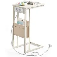 VASAGLE Beistelltisch, mit Steckdose, für kleine Räume, 2 USB-Anschlüsse, 30 x 40 x 62 cm