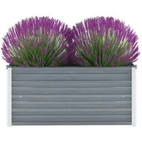furnicato Hochbeet Garten-aus verzinktem Stahl 100 x 40 x 45 cm Grau, Witterungsbeständiges Gemüsebeet mit Drainage und offener Unterseite