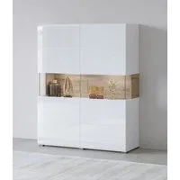 OTTO home Highboard Toledo,Breite 121,5 cm, trendige Hochkommode mit 2 Türen, Hochschrank mit Glas-Partien,stylische Hochglanzfronten