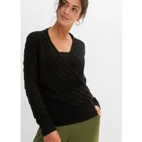 bonprix Strickpullover im tollen Ajour-Strick, Wickeloptik, bequeme Passform