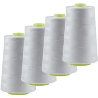 maDDma 4 x 4572m Qualitäts Overlockgarn Nähgarn Polyester Overlockgarn, 4 m, A502 weiß