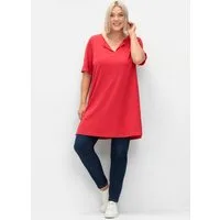 Sheego T-Shirt Longshirt Kurzarm mit geschlitztem Ausschnitt