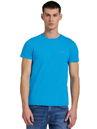 Gant | Herren T-Shirt mit Rundhalsausschnitt Kontrast Logo - Blau