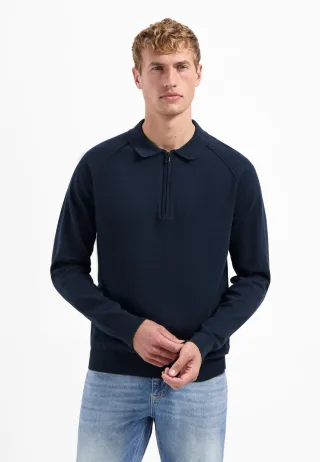 No Excess - Pullover Polo Half Zip Solid night - Gr. - M
