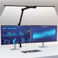 Jibenhome LED Schreibtischlampe LED Tischlampe Architektenlampe Doppelkopf Dimmbar,mit Klemme, Schwenkarm Schreibtischlampen,5 Farbtemperaturen,Ultra Bright