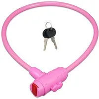 relaxdays Kabelschloss Fahrradschloss für Kinder, Pink