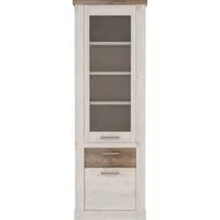 FORTE Vitrine Duro Höhe 212 cm, Glasvitrine mit Schublade, im Landhausstil