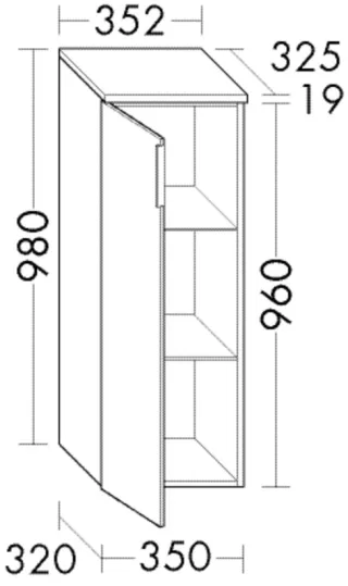 Burgbad Halbhochschrank Yumo PG1 980x352x325 Eiche Dekor Flanelle, UHDF035RF3718 UHDF035RF3718