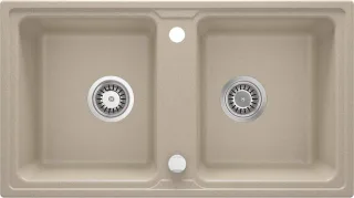 Neuesbad 2-Becken Granitspüle ohne Abtropffläche 780x435x180, 3, 5'', mit Zubehör NB1DEZQZ72031