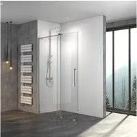 WITEN&NOCK Duschwand Walk In Schiebetür 8mm Glas mit Nano Duschabtrennung Höhe 195cm