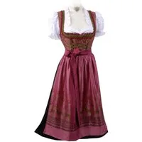 Moschen-Bayern Dirndl Midi Dirndl kurz Damen Trachtenkleid Oktoberfest Wiesn-Dirndl 70 cm Glitzerschürze elegant festlich Hochzeit Pink-Bordeauxe kurz, Trachtenkleid, Midi, Hirsche, festlich, Glitzereffekt, Dirndl