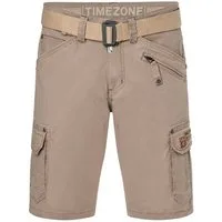 TIMEZONE Cargoshorts Kurzes Design Cargo Regular Mid Waist Pants für Herren Baumwolle Regular Fit unifarben elastisch Reißverschluss
