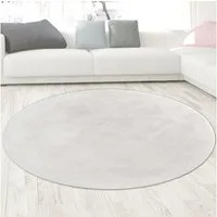 Carpetia Fellteppich Kunstfell Hasenfell-Optik, rund, Höhe: 10 mm, seidig weich & flauschig mit dichter Kurzflorstruktur
