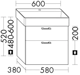 Burgbad WTU.-Schr. Sys30 PG2 Echo 520x580x380 Basaltgrau Matt, WYFE058F2236 WYFE058F2236