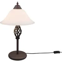 TRIO Leuchten LED Nachttischlampe, Dimmfunktion, LED wechselbar, Warmweiß, große Landhaus-stil in Rostoptik mit Glas Lampenschirm Höhe 50cm