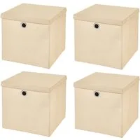 StickandShine Faltbox 4er SET 28 x 28 x 28 cm mit Deckel – perfekt für KALLAX - 19 Farben