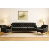 A&J MöbelLand GmbH Polstergarnitur BENITO: 3-Sitzer Sofa + 2 Sessel, (Bringen Sie mit dem stilvollen Set BENITO, bestehend aus einem großzügigen 3-Sitzer Sofa und zwei komfortablen Sesseln, Eleganz und Gemütlichkeit in Ihr Wohnzimmer., 3-tlg., Hochwe