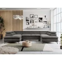 MKS MÖBEL Ecksofa PETER U, Set, Ecksofa U-Form, Wellenfedern, HR35-Schaum, form, Sofa big XXL, Bettkasten, Bettfunktion, Einstellbare Kopfstützen