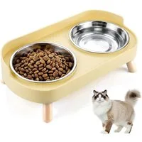 TUWENA Napf-Set Katzennapf Hundenapf Edelstahl Doppelnäpfe mit Ständer & Spritzschutz, Edelstahl, Nackenschonend, rutschfest, spülmaschinenfest, umkippsicher,hygienisch