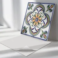 Tulup Wandtattoo Klebefolie Fliesen Blumenmuster auf der Fliese Fliesenaufkleber (9 St)