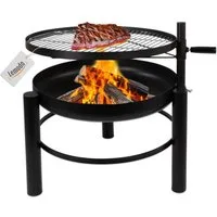 Lemodo Feuerschale mit Grillrost, Schwenkgrill höhenverstellbar Ø60cm Stahl, LxBxH:77x67x69cm, mit Grillrost ausgestattet, Stahl