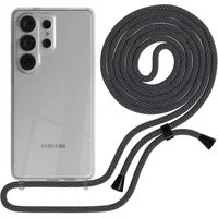 EAZY CASE Handykette Hülle mit Band für Samsung Galaxy S26 Ultra 6,9 Zoll, Handykette zum Umhängen Hülle mit Kordel Rundes Band Grau Schwarz