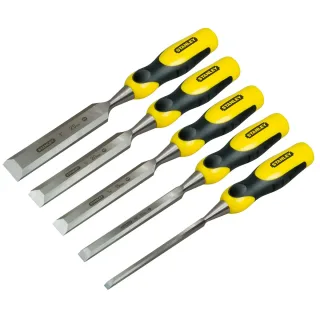 STANLEY Stechbeitel Dynagrip, Kunststoffgriff mit Schlagkappe, Set 5-tlg. 6, 10, 15, 20, 25 mm - 2-16-888