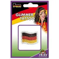Fries Schmuck-Tattoo Glimmer Glitzer Haut Tattoo Aufkleber WM EM Fußball Schwarz Rot Gold, Glitzer Deutschland Flagge