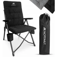 Nordmut Campingstuhl verstellbare Rückenlehne 4-fach, gepolstert, kompakt, Sitzen & Liegen (Spar-Set, 1 St), hohe Lehne, klappbar, 140kg belastbar, ergonomische Sitzform, Armlehne