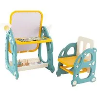 COSTWAY Standtafel 4 in 1 Kinder Staffelei, mit Stuhl