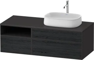 Duravit Zencha Konsolenwaschtischunterbau wandhängend Eiche Schwarz & Graphit Matt & Supermatt 1300x ZE4829016800000