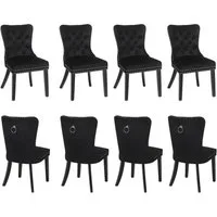Puluomis Esszimmerstuhl (2/4/6/8 Set Grau/ Schwarz/Beige, 8 St), Samt Stuhl mit hoher Rückenlehne, Küchenstuhl mit Eichenbeinen