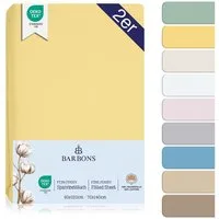 BARBONS Spannbettlaken 60x120 für Baby, Jersey Bettlaken Babybett, Kinderbett, (2 Stück), 100% Baumwolle